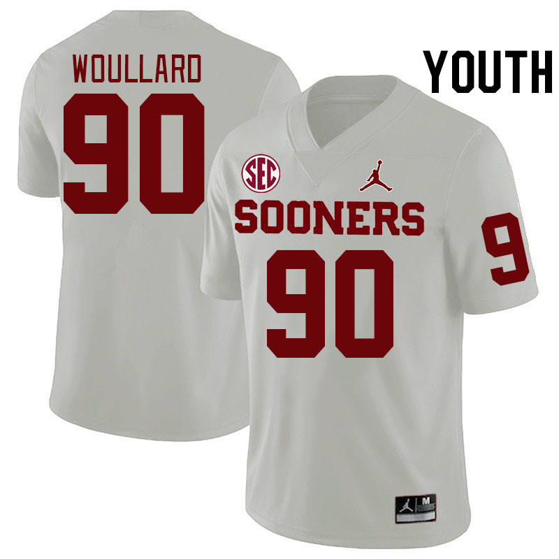 Youth #90 Caiden Woullard Oklahoma Sooners 2024 SEC Conference College Football Jerseys-White